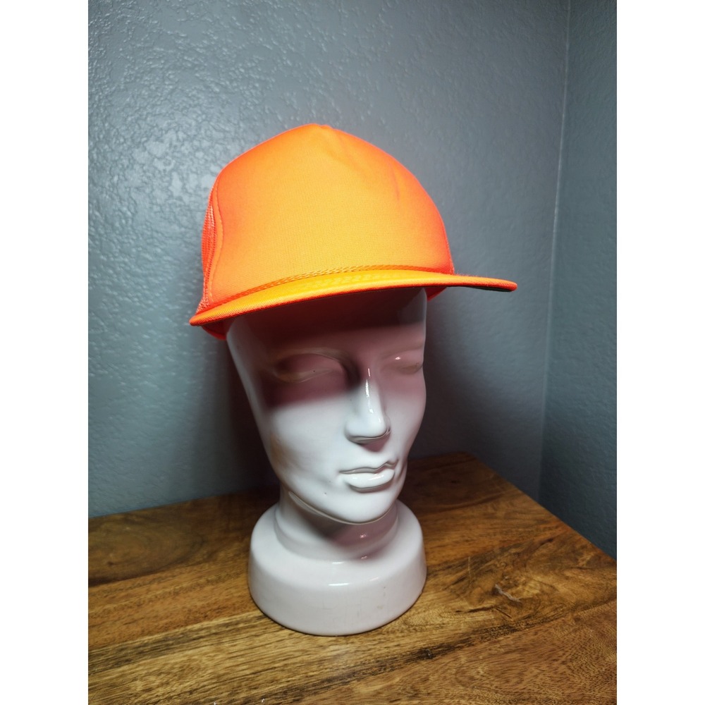 Vintage OC Blaze Orange Trucker Hat Mesh Snapback Rope Hunting Cap Neon Mens OS